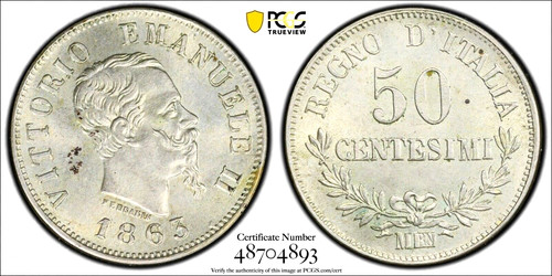 1863 italia centesimi - 1863, m